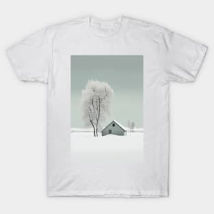 Swedish Winter Cottage Minimalist Art Print T-Shirt